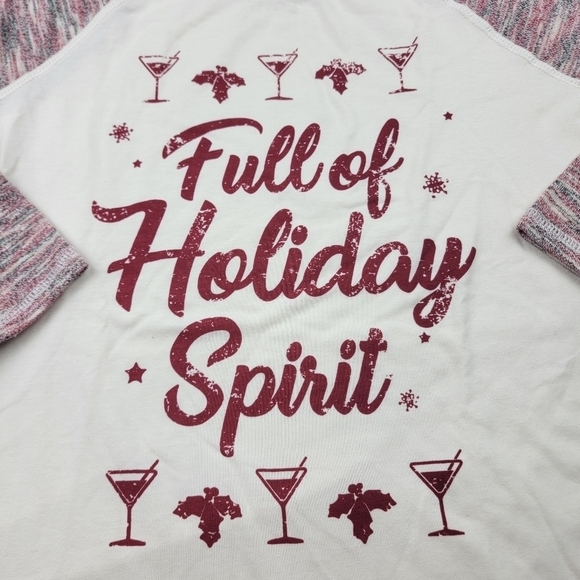 NWT Full of Holiday Spirit drinking alcohol Holiday Christmas 3/4 sleeve shirt - Picture 2 of 5